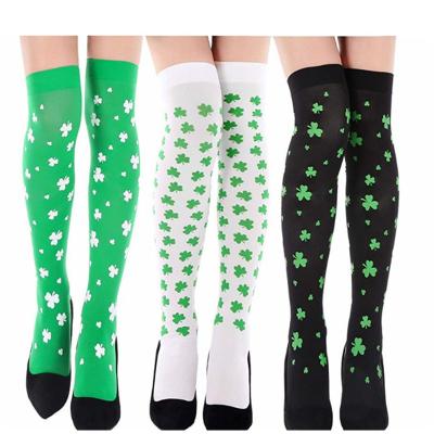 China Anti-Slip Women's Irish Festival Striped Over Stockings Pantyhose Tight Slim Thigh Highs Knee Leggings for sale