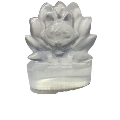 China China Wholesale Bulk Natural High Quality Crystal Selenite Nine-Tailed Fox Figurine For Home Decor for sale