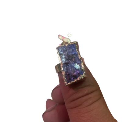 China China Wholesale Natural Crystal Jewelry Rough Blue Apatite Stone Rings For Gifts for sale