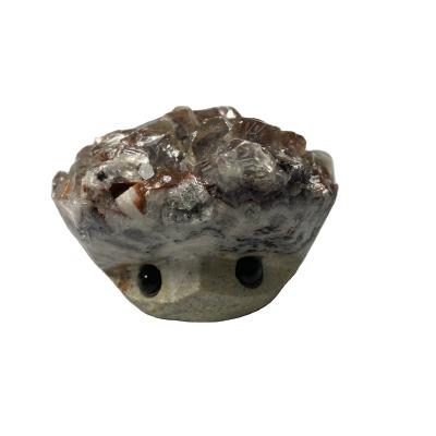 China Health care institutes high quality spiritual decorations wholesale and retail calcite hedgehog feng shui stone for sale