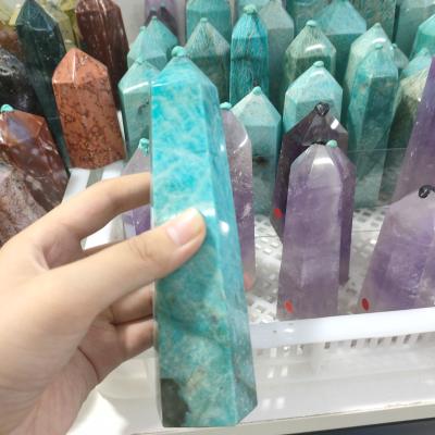 China China Wholesale Blue Sky Quartz Obelisk Wand Spiritual Healing Stone Tower Amazon Stone Point for sale