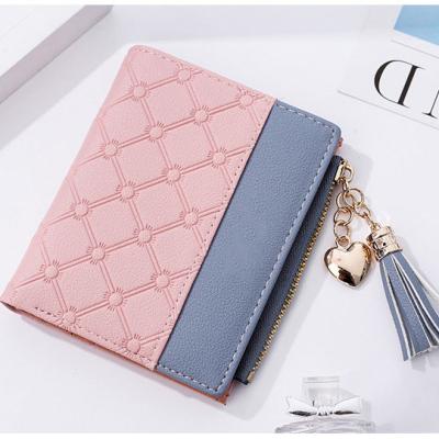 China Waterproof Fashion Tassel Women's Solid Wallet For Lady Short Leather Zipper Credit Cards Small Luxury Brand Wallet for sale