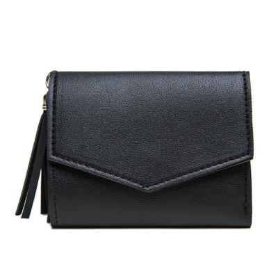 China Waterproof short wallet female Korean version of simple tassel wallet small square simple wallets ladies invent Mini Bag purse for sale