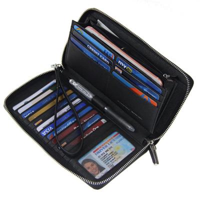 China Factory Direct Waterproof Ladies Travel Purse Zipper Around Clutch Wallets RFID Wristband Blocking PU Leather Women Wallet Along for sale