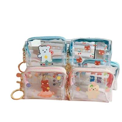 China Zipper Heart Girl Purse Fashion Cartoon Waterproof Portable Storage Bag Cute Transparent Mini Coin Purse for sale