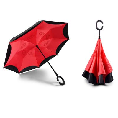 China Casual popular folding umbrella, long-handle umbrella, double inverted windproof umbrella for women for sale