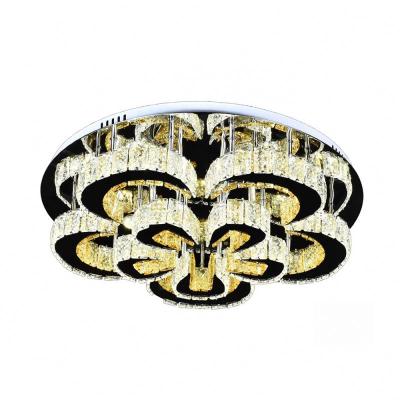 China Custom Fancy Gold LED K9 Crystal Chandelier Lamp Round Ceiling Modern Design Luxury Modern Home Living Room for sale