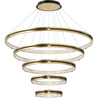 China LED Pendant Lights Ring Chandelier Modern Adjustable Living Room Interior Modern Foyer Chandelier for sale