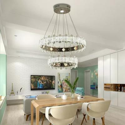 China Factory Price Modern Minimalist Indoor Hall Ring Design Crystal Chandelier Dining Room LED Bedroom Corridor Chandelier Led Scream for sale