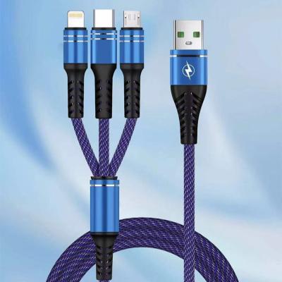 China New Arrival 2022 Multi Function Data Transfer Cable 5A Fast Charging Charging Gadgets 3In1 Braided Cell Phone Mobile 3 In 1 Charging Cable Charger Straps Usb for sale