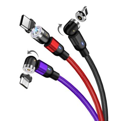 China Multi Function Data Transfer Cable On 1.6FT 3.3FT LED Magnetic USB Charging Cable 6.6FT 3 In 1 Micro USB 3A USB Type C Fast Charging Cable for sale