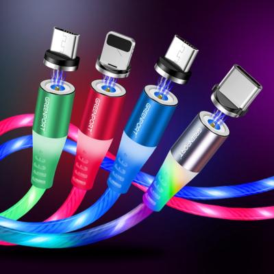 China Wholesale Usb Cable Multi Running Fast Charging Charger Data Transfer Function Mobile Phone Accessories Flowing Magnetic Android Micro Cable Android Cable Light Up Cable for sale