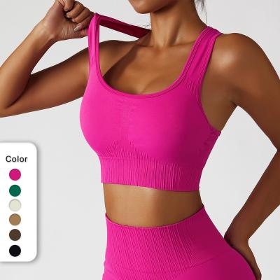 China High RIB High Quality Seamless Sports Breathable Bra Packing Bars Yoga Fitness Bra High Impact Women for sale