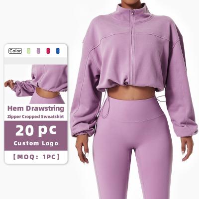 China 2022 Anti-wrinkle warm loose drawstring casual sports sweatshirt tops running zipper jacket sweatshirt for women for sale