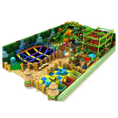 China Nannan jungle forest gymnasium castle park sale plastic cheap price children's soft playground oriented play structures indoor playground with trampoline for sale