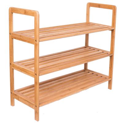 China Wholesale Adjustable Bamboo Wood Cabinets (Height) and Entryway Storage Organizer 3 Tier Free Standing Shoes Display Rack for sale