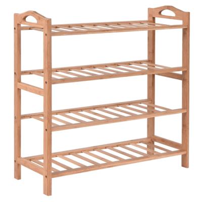 China Wholesale Factory Storage Shoe Rack Cabinet (Size) Durable 4 Tier Bamboo Adjustable Shoe Organizer for sale