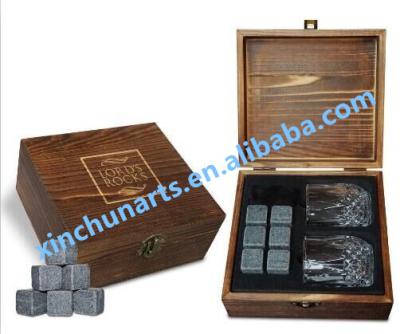 China Whiskey Stones Handmade Gift Set in Nice Wooden Box Father's Day Gift Stone Gift for sale