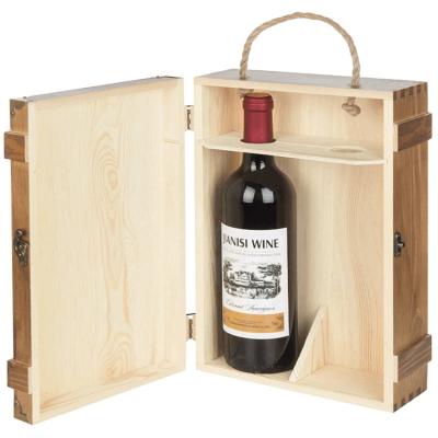 China China Wholesale Rustic Display Carrier Rectangular Wooden Wine Boxes Gift for sale