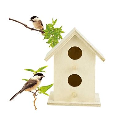 China Breathable Classic Handmade Wild Toy Factory DIY Wholesale Unfinished Wooden Bird House Bird Nesting House for sale