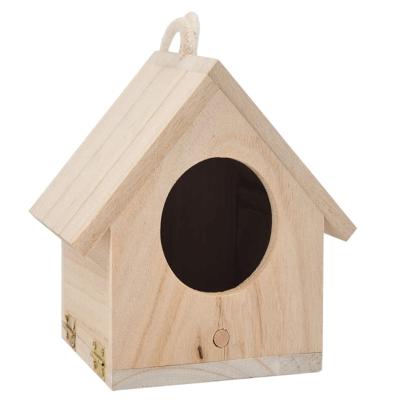 China Hanging Bird House Patio Garden Perch DIY Toy Factory Decorative Natural Breathable Country Cottages Wholesale Wood Bird House for sale