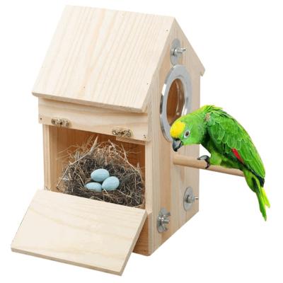 China Breathable Simple Natural Wooden Toy Factory Wooden Wall Mount Parakeet DIY Bird House Wholesale Model for sale