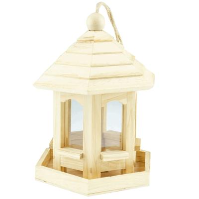 China Gazebo Shape Hot Sale Natural Outdoor Decorative Hanging Bird Feeder Sustainable Custom Wood for sale