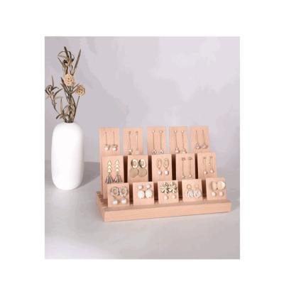 China Beech Basic Eco-friendly Simple Fashion Rings High Quality Wood Storage Rack Earrings Display Tray for sale