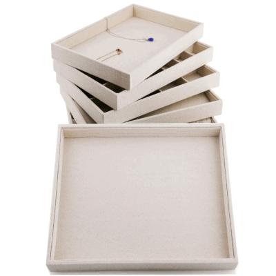 China 1 Grids Recyclable Canvas Simple Modern Multifunctional Wood Best Selling Stackable Jewelry Trays for sale