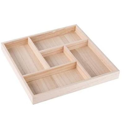 China Eco-Friendly Selling Like Hot Cakes Five Sections Wooden Serving Tray Wooden Square Elegant Aesthetic Custom Platter for sale