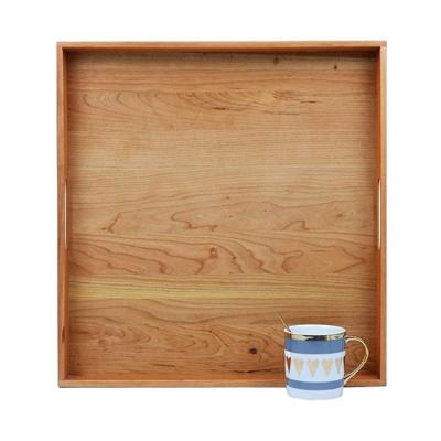 China Eco-friendly factory price cheap and economical practical exquisitely handcrafted with 100% natural cherry wood tray square for sale