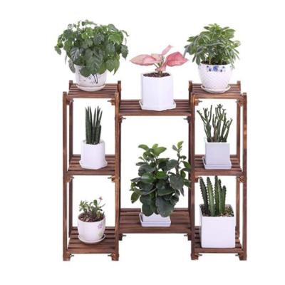 China Best (Height)Adjustable Selling Easy To Move Clean Indoor Outdoor Tiered Plant Rack Plant Shelf 8 Wooden Plant Shelf for sale