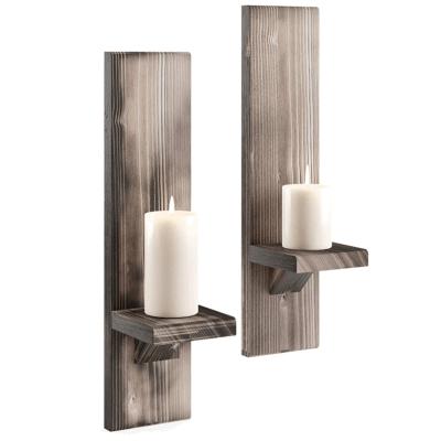 China China Best Selling Rustic Elegant Wooden Wall-Mount Candle Holders French Farmhouse Vintage Decor for sale