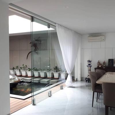 China Waterproof Frameless Sliding Fit Type Glass Door Space Saving Partition Folding Door System Patch Frameless Glass Door for sale