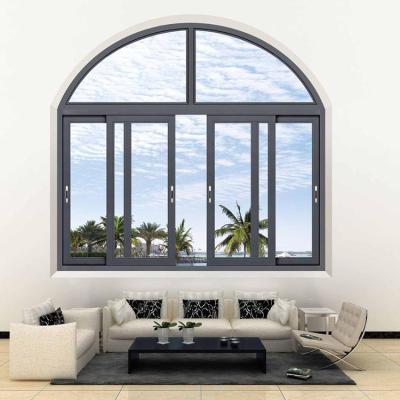 China Direct-selling sliding arched window tempered glass sliding window top aluminum exterior patio door for sale