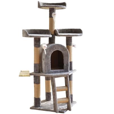 China 2021 New Products Sustainable Pet Cat Trees and Housing Sisal Wood Climbing Stairs Cat Climbing Frame for sale