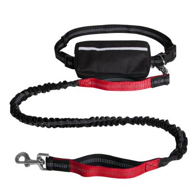 China Nylon No Pull Rope Fanny Pack For Running Double-Handle Bungee Poop Bag Dispenser Thoughtful Pouch for sale