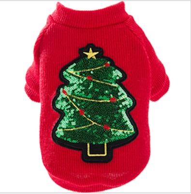 China Sustainable Red Slim Dog Christmas Two Legs Apparel Pet Knitted Sweater for sale