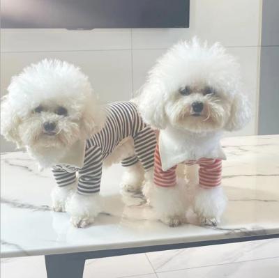 China Beautiful Autumn And Winter Four Legs 2021 Stripe Pattern Stocked Dog Cat Clothes for sale