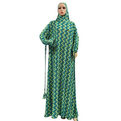 China 2022 New Design 100% Polyester Muslim Khimar Dress With Headscarf Jilbab Floral Print Abaya Kaftan Islamic Abaya for sale