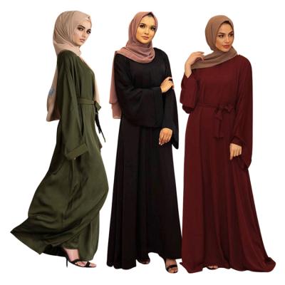 China Polyester EID Abaya Dubai Turkey Solid Color Modest Islamic Clothing Muslim Women's Simple Abaya Dress for sale