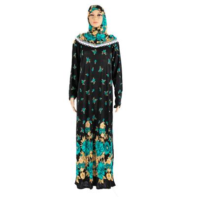 China Hot Selling 100% Polyester Daily Style Printed Long Muslim Abaya Jilbab Maxi Dress Muslim Dresses Abaya Dress For Women Lady for sale