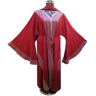 China New Dubai Style Abaya Jubah Abaya Embellished Women Farasha Kimono Robe With Hijab Jalabiya Long Abaya For Party Wear for sale