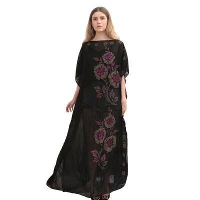 China Dubai Long Abaya Design Abaya Ladies Middle East Rhinestone Butterfly Flower Islamic Clothing Kaftan Arab Muslim Maxi Dress Robe for sale