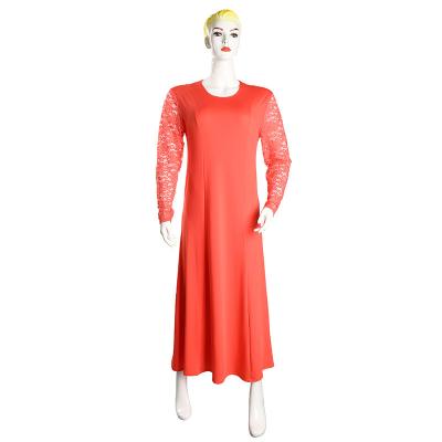 China Polyester Women Long Dress Muslim Lace Base Soft Sleeve Abaya Style Long Dress Thobe Islamic Clothing for sale