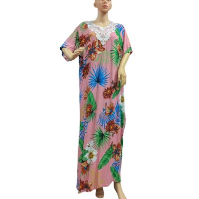 China Breathable Abaya Designs Women Dresses African Cotton Abidjan Plus Size Kaftan Dress Print Long Robe Skirt for sale