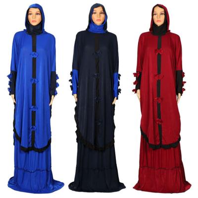 China Retro Muslim Abaya Breathable Islamic Clothing Skirt Suit Women Bow Conservative Two Piece Set Malaysia Dailywear for sale