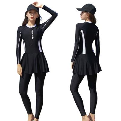 China 2022 QUICK DRY Women's Sunscreen Full Body One-Piece Swimsuit Muslim Conservative Skirt Style Sunscreen Diving Suit Full for sale