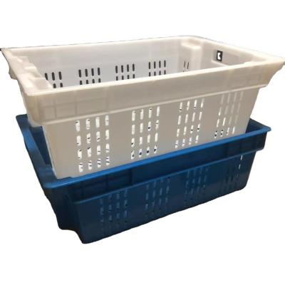 China Ventilated nest & stack plastic fish totes / boxes / meat crate for sale