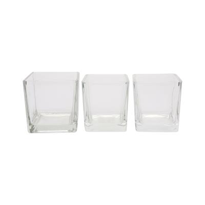 China Wholesale Empty Scented Square Mouth Glass Containers For Candles for sale